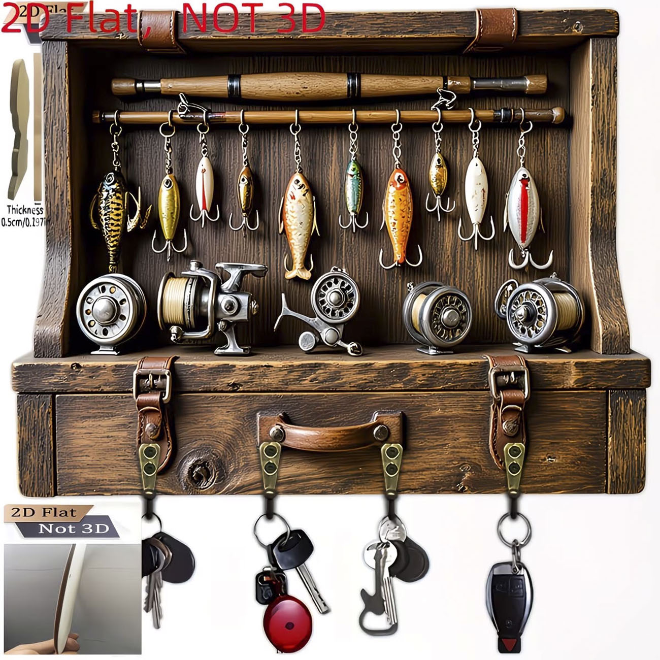 Fly Reel - Porte-clés vintage en forme de leurre